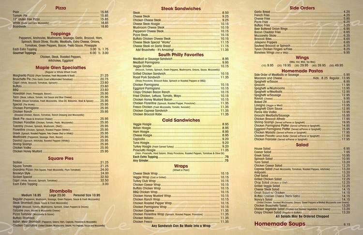 Maple Glen Pizza - Maple Glen, PA menu_pic