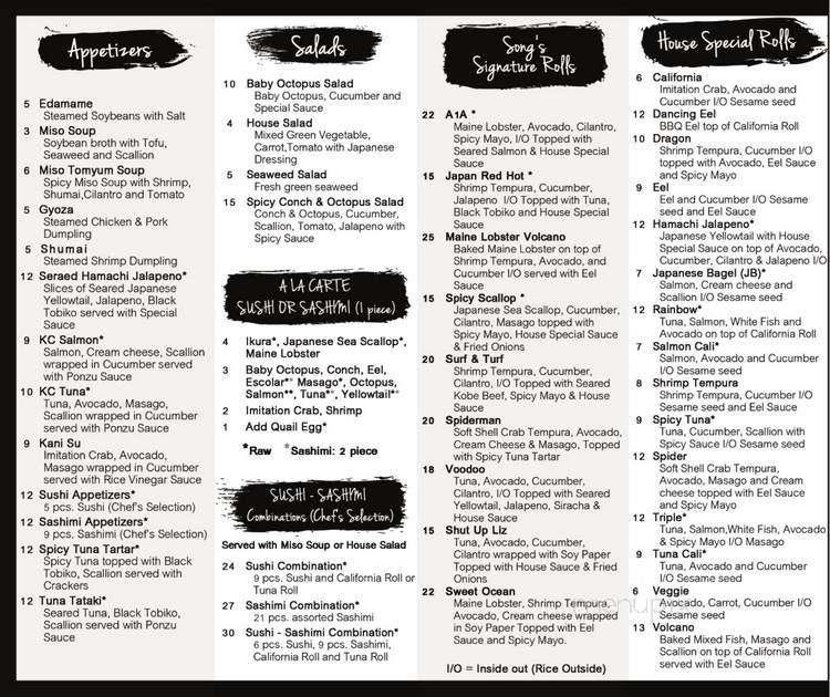 Sushi Song - Fort Lauderdale, FL menu_pic