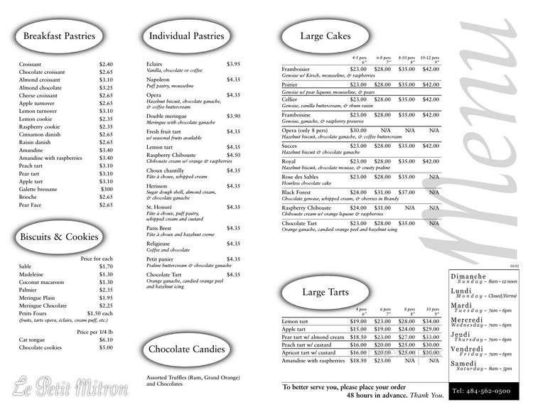 Le Petit Mitron - Narberth, PA menu_pic