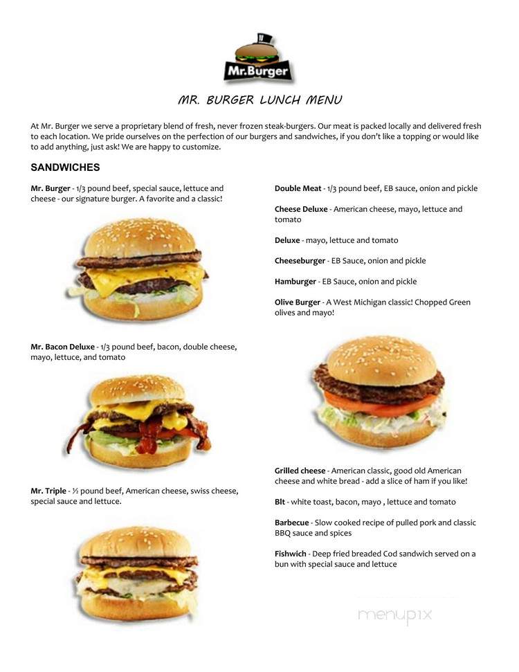 Mr Burger Restaurant - Wyoming, MI menu_pic