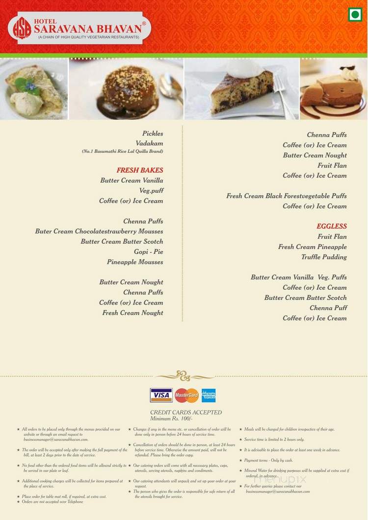 Saravana Bhavan - Edison, NJ menu_pic