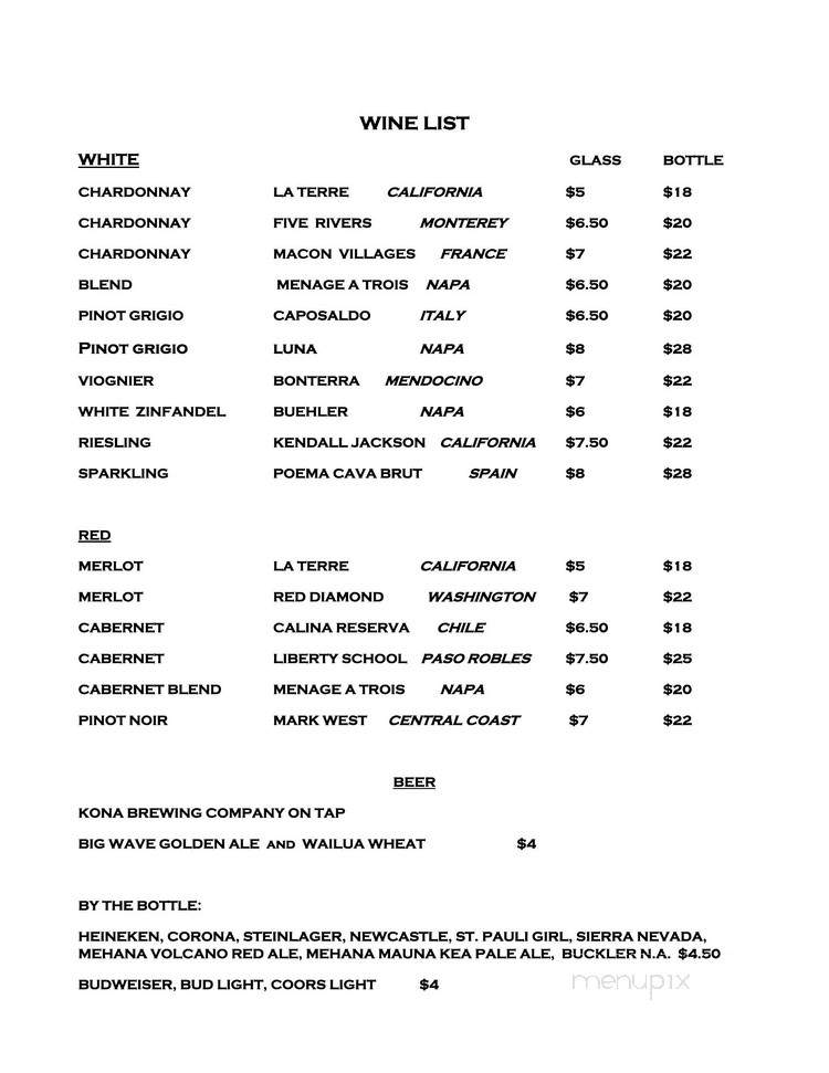 Kaleo's Bar and Grill - Pahoa, HI menu_pic