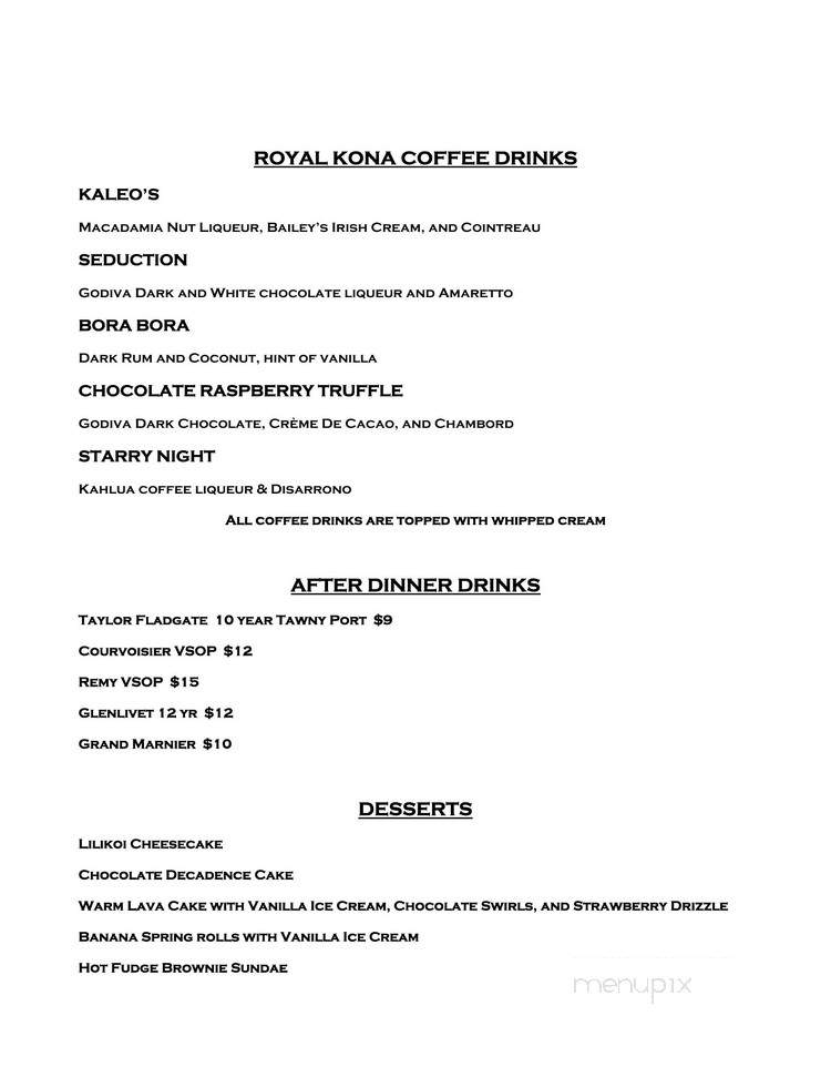 Kaleo's Bar and Grill - Pahoa, HI menu_pic