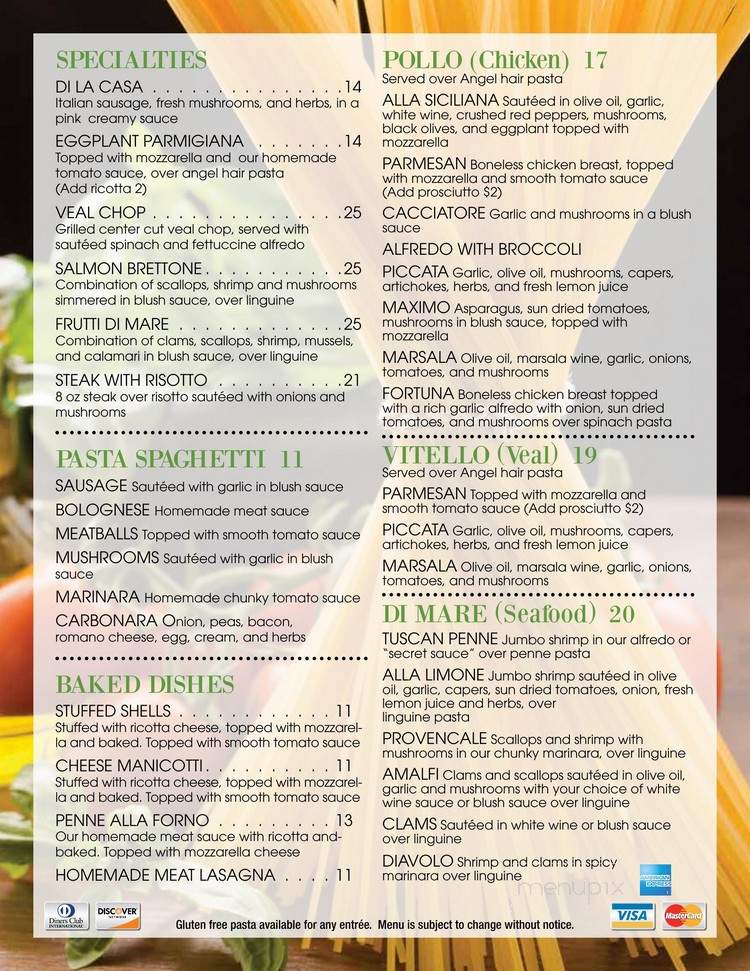 La Trattoria Italian Eatery - Martinsburg, WV menu_pic