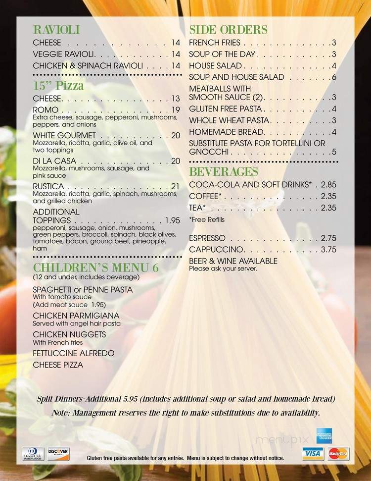 La Trattoria Italian Eatery - Martinsburg, WV menu_pic