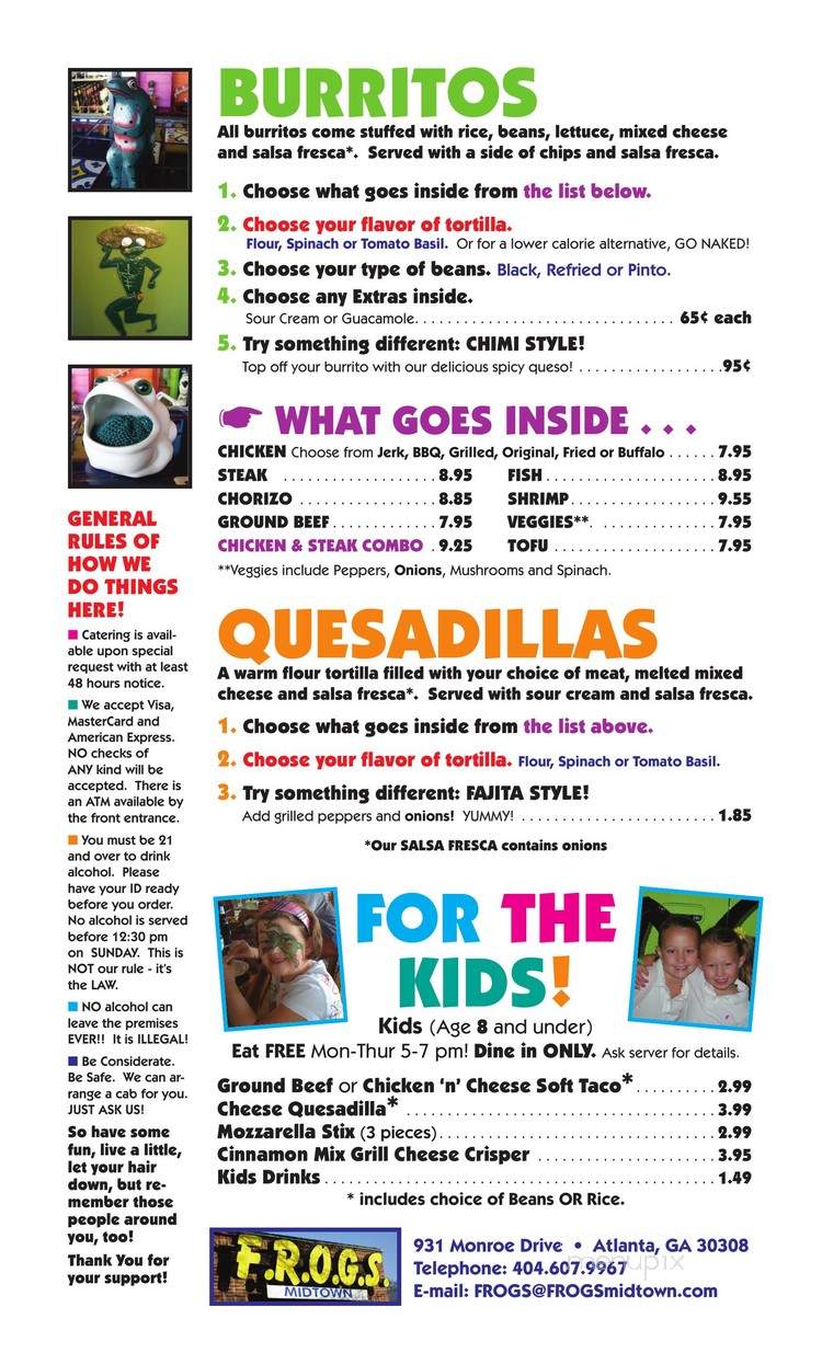 Frogs Cantina - Atlanta, GA menu_pic