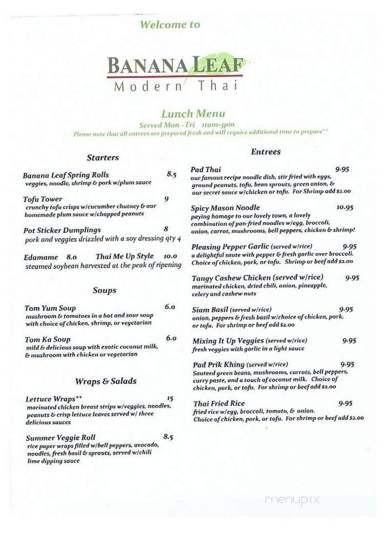 Banana Leaf Modern Thai - Mason, OH menu_pic