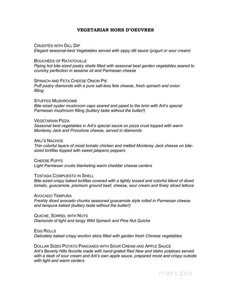 Arli's Exclusive Catering - Culver City, CA menu_pic