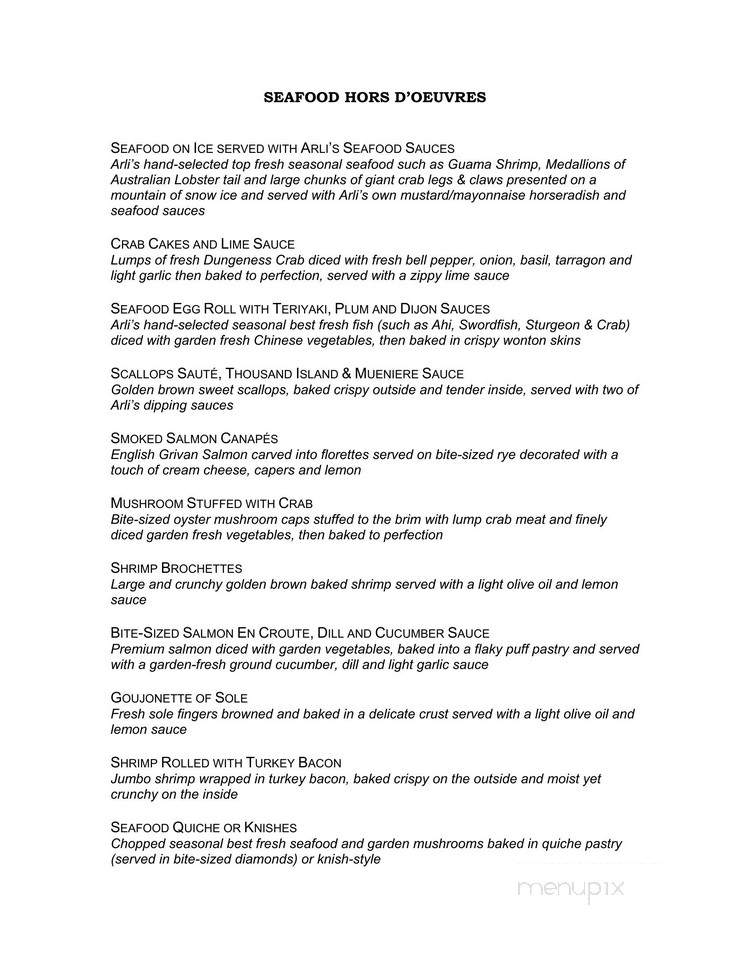Arli's Exclusive Catering - Culver City, CA menu_pic