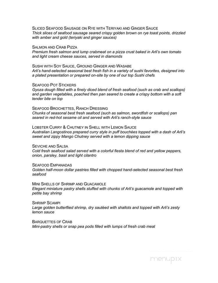 Arli's Exclusive Catering - Culver City, CA menu_pic