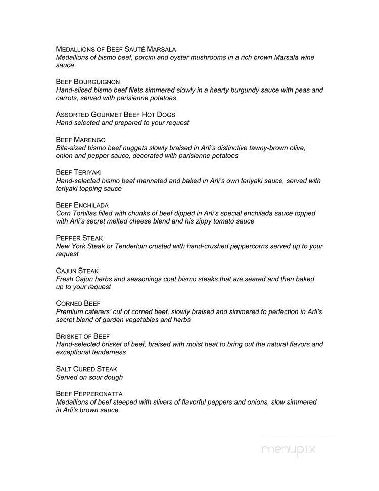 Arli's Exclusive Catering - Culver City, CA menu_pic