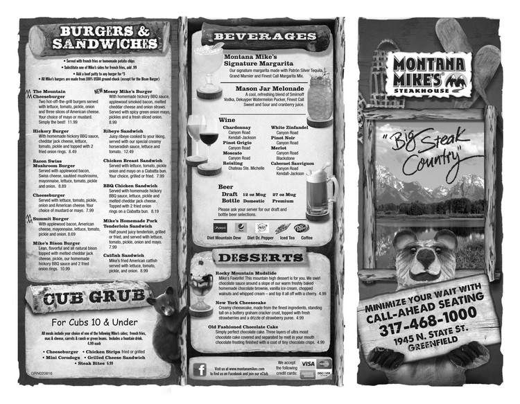 Montana Mike's Steakhouse - Greenfield, IN menu_pic