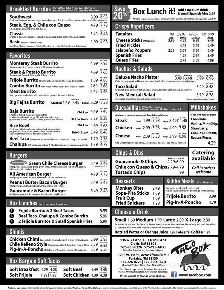 Taco Box - Clovis, NM menu_pic