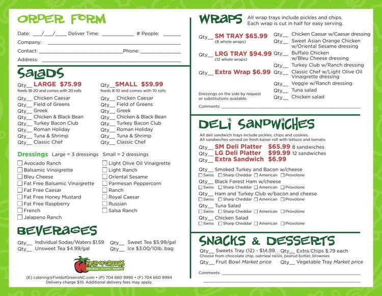 Field of Greens - Mooresville, NC menu_pic