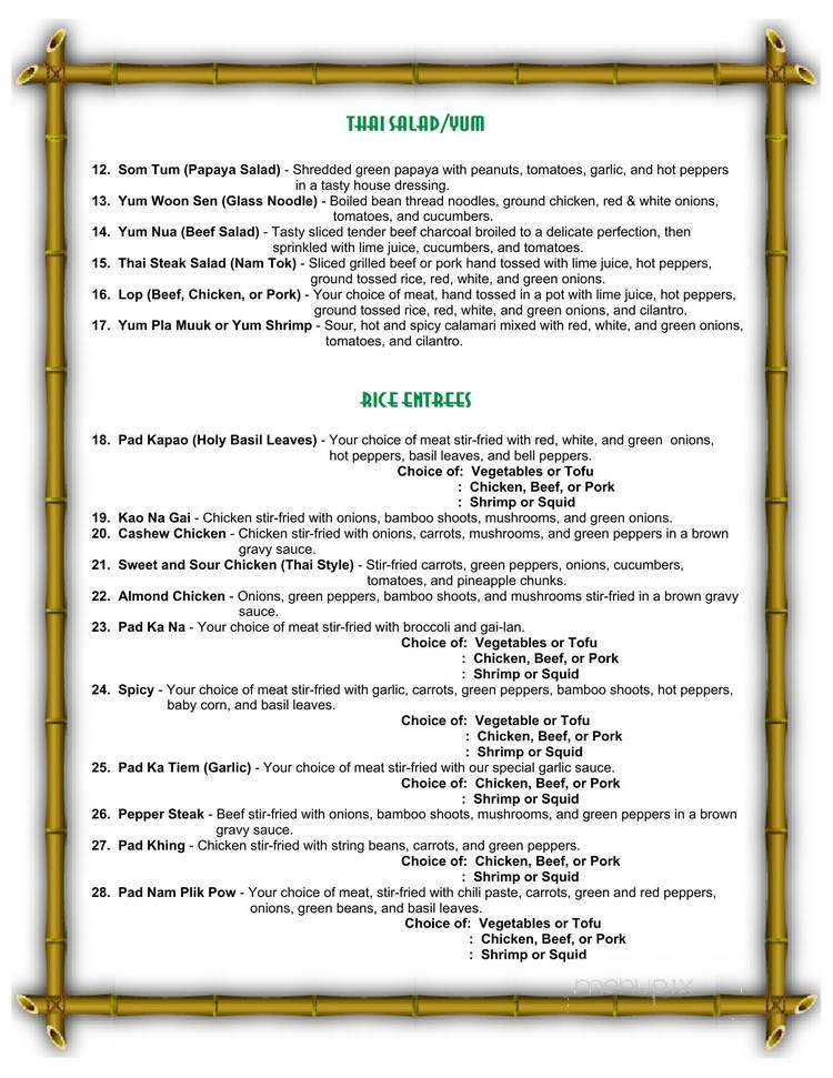 Bangkok Cafe - Northwood, OH menu_pic