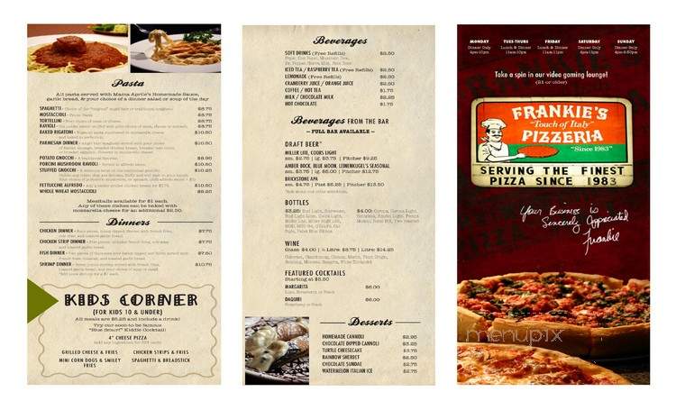 Frankie's Touch-Italy Pizzeria - Monee, IL menu_pic