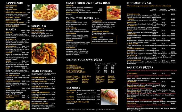 Tivoli - Danbury, CT menu_pic