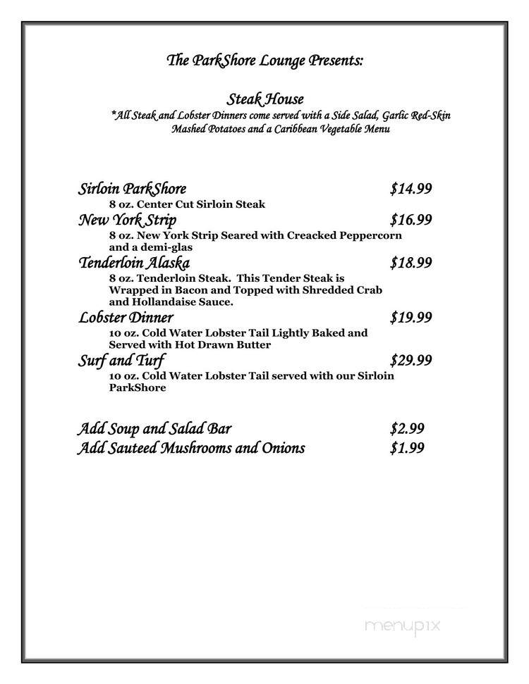 Parkshore Resort - Traverse City, MI menu_pic