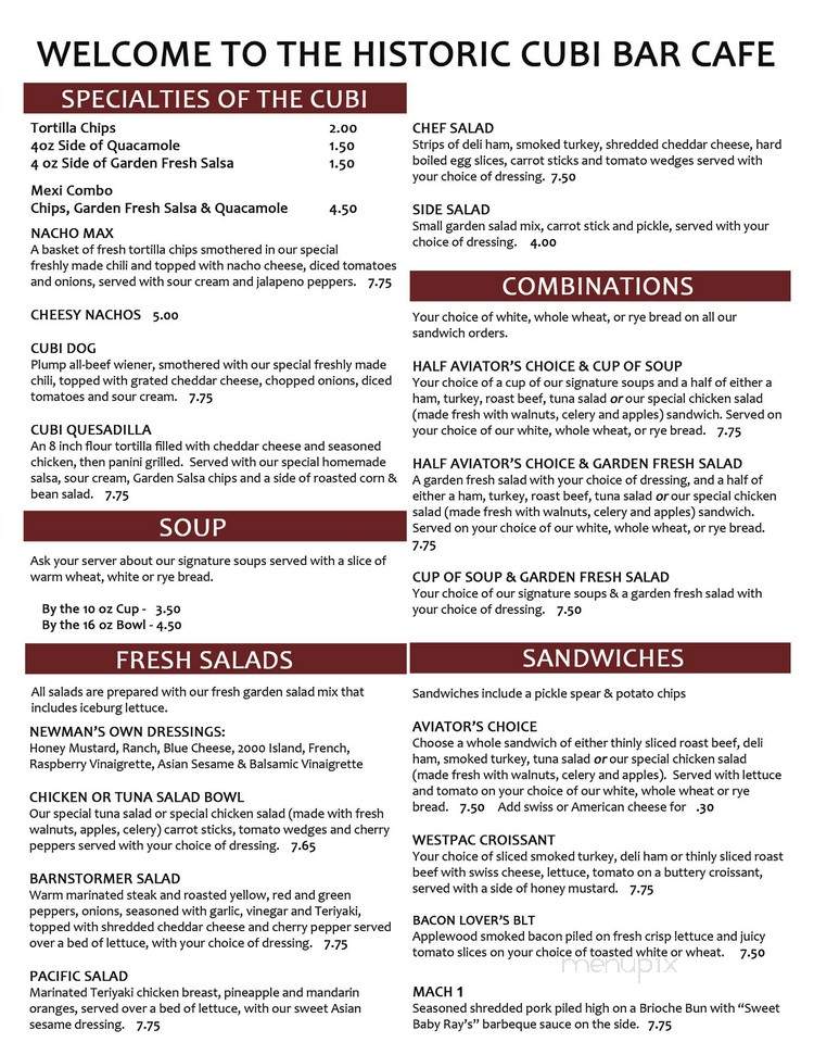 Cubi Bar & Cafe - Pensacola, FL menu_pic