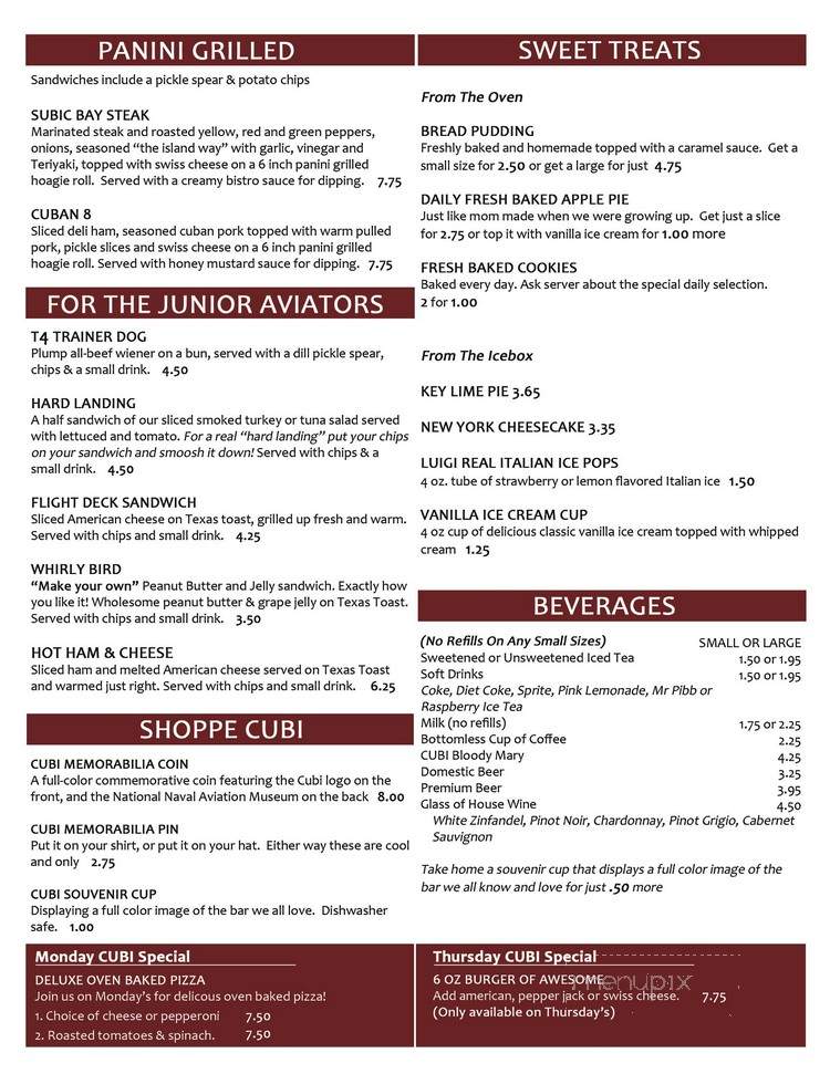 Cubi Bar & Cafe - Pensacola, FL menu_pic