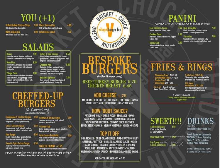 Village Burger Bar - Dallas, TX menu_pic