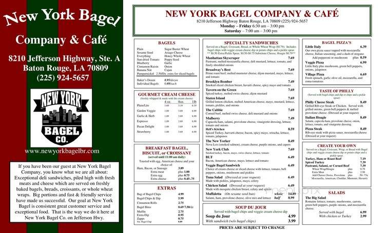 New York Bagel Company - Baton Rouge, LA menu_pic