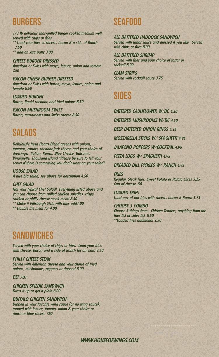 Alliger's House of Wings - Sayre, PA menu_pic