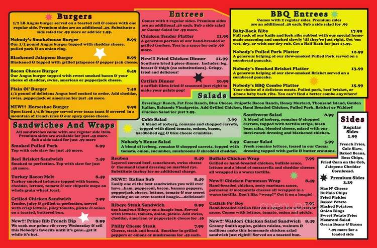 Nobody's Sports Grille and BBQ - Murfreesboro, TN menu_pic