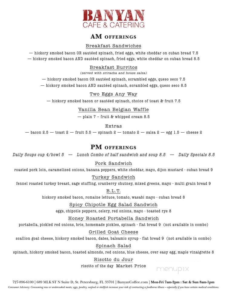 Banyan Coffee and Tea - St Petersburg, FL menu_pic