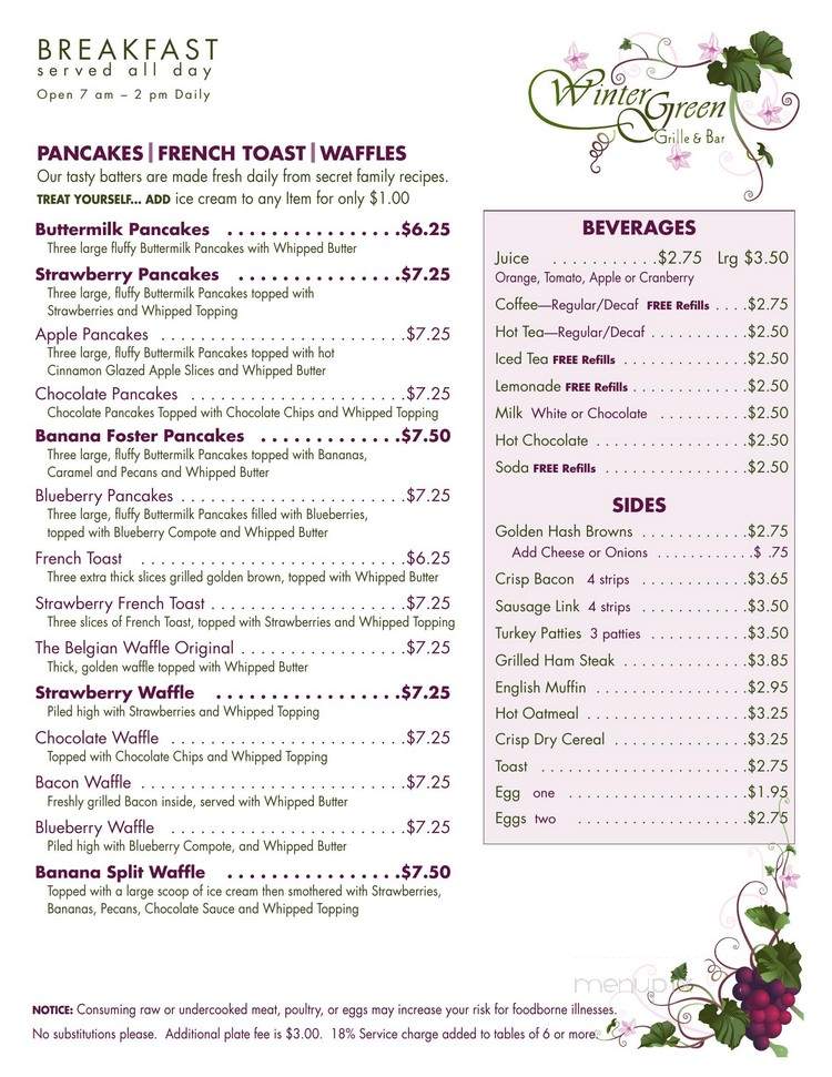 Wintergreen Grille - Lake Delton, WI menu_pic