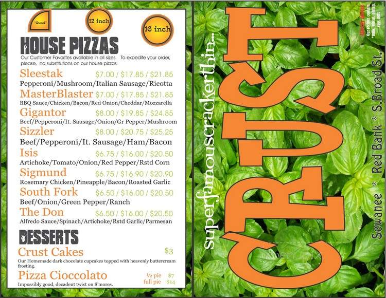 Crust Pizza - Chattanooga, TN menu_pic
