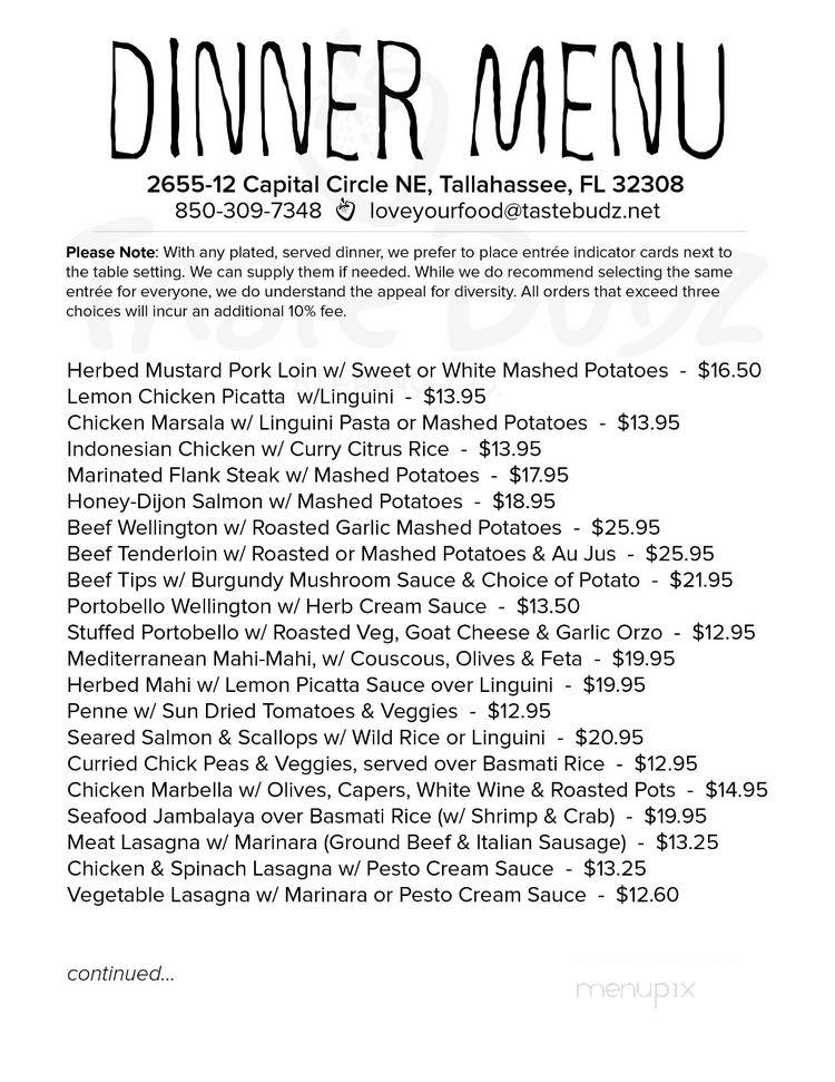 Tastebudz Cakes Catering Takeout & Takehome - Tallahassee, FL menu_pic