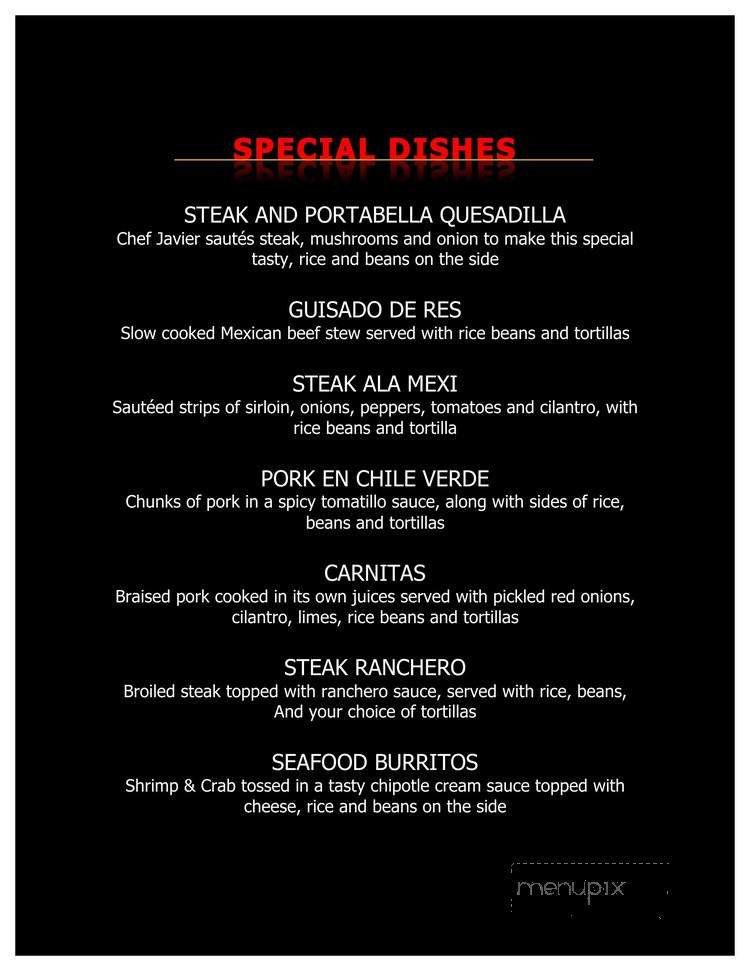 Javier's Cuisine - Racine, WI menu_pic