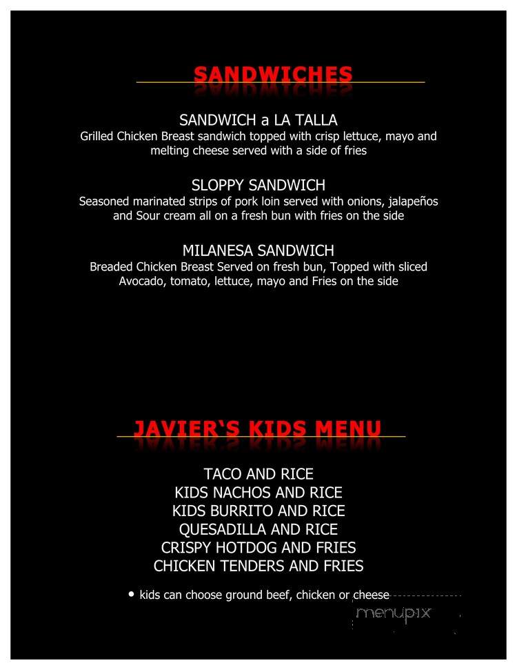 Javier's Cuisine - Racine, WI menu_pic