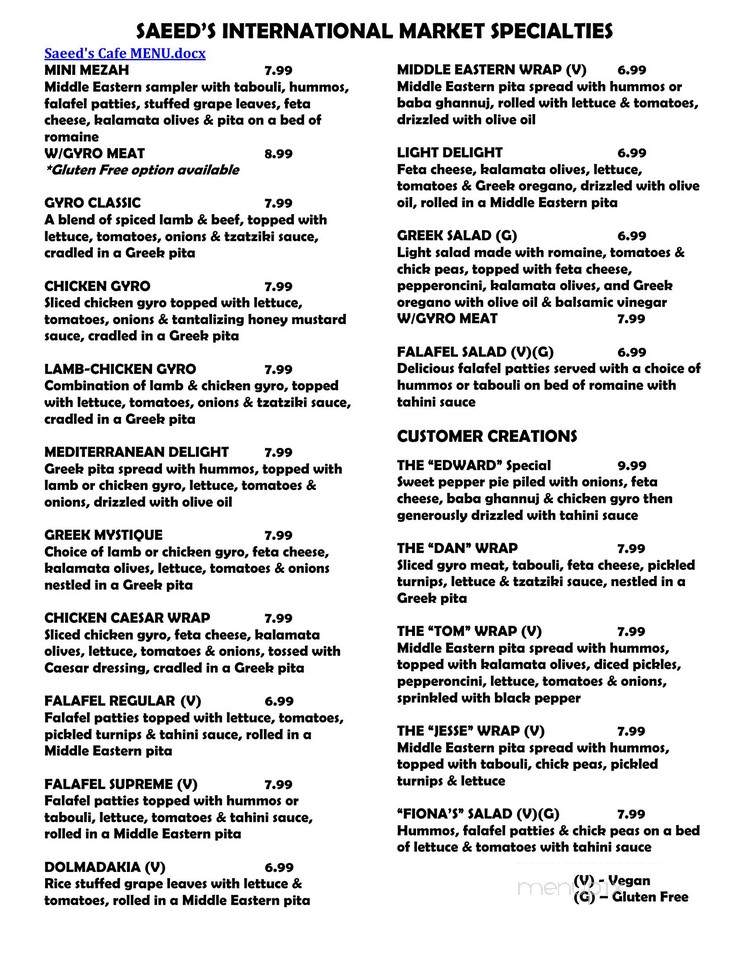 Saeed's International Market - New London, CT menu_pic