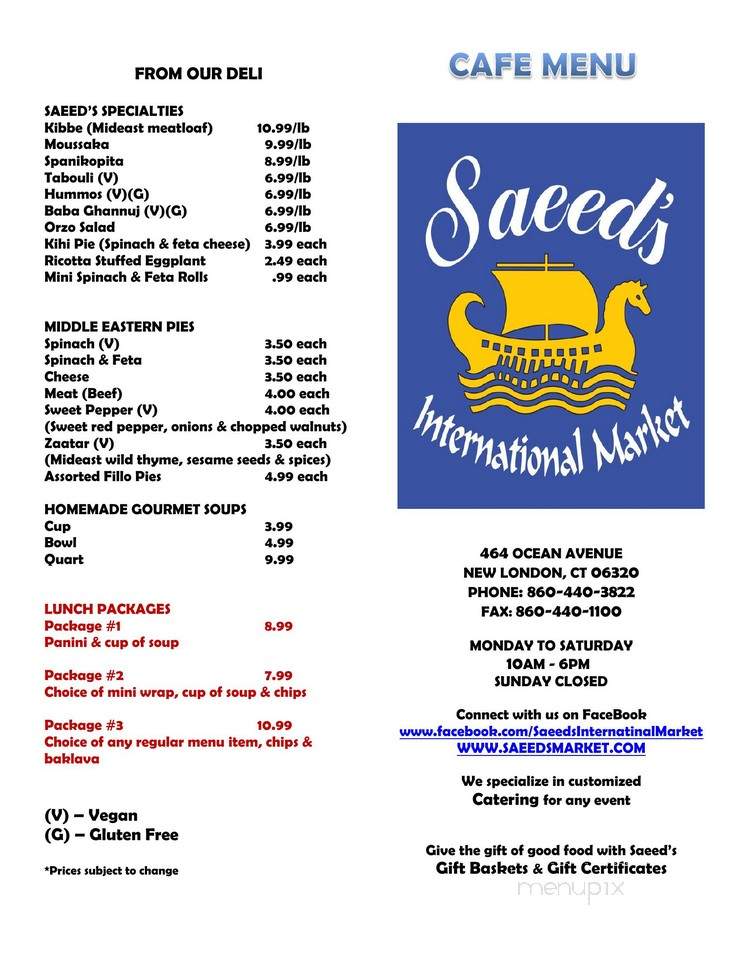 Saeed's International Market - New London, CT menu_pic
