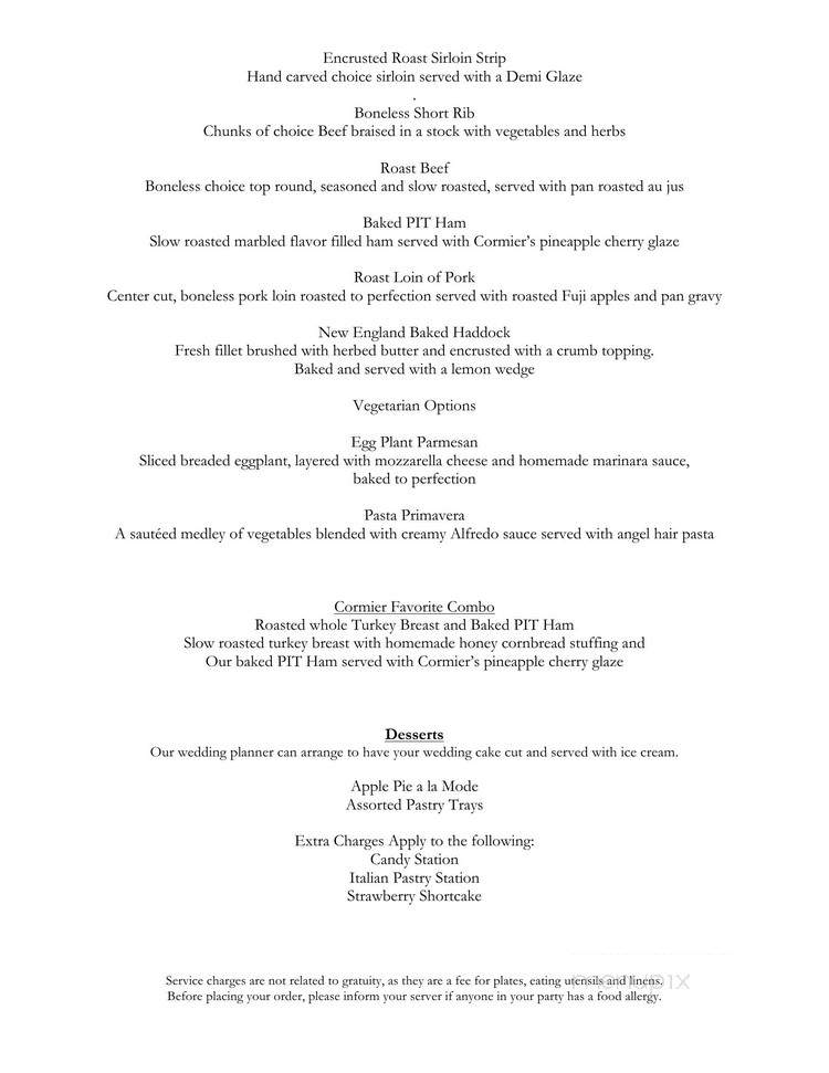 Cormier Catering Service - Fitchburg, MA menu_pic
