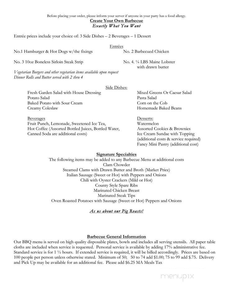 Cormier Catering Service - Fitchburg, MA menu_pic