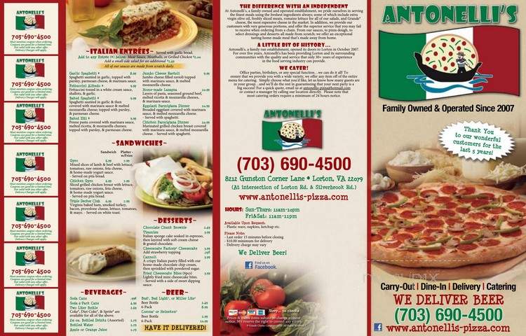 Antonelli's - Lorton, VA menu_pic