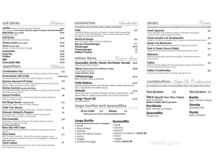 El Zarape - Wheaton, IL menu_pic
