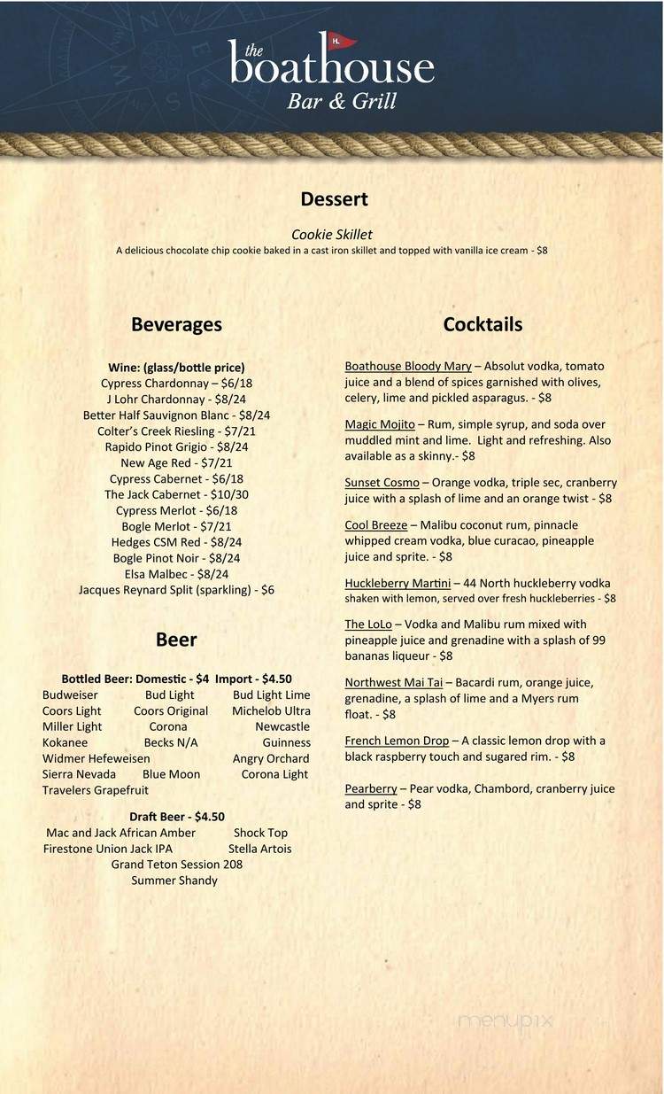 The Boathouse Restaurant - Hayden, ID menu_pic