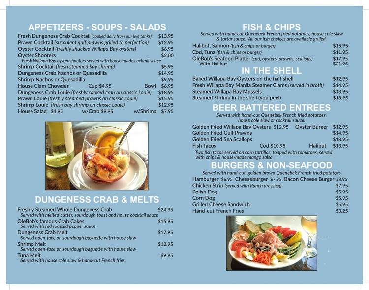 OleBob's Galley Cafe - Ilwaco, WA menu_pic
