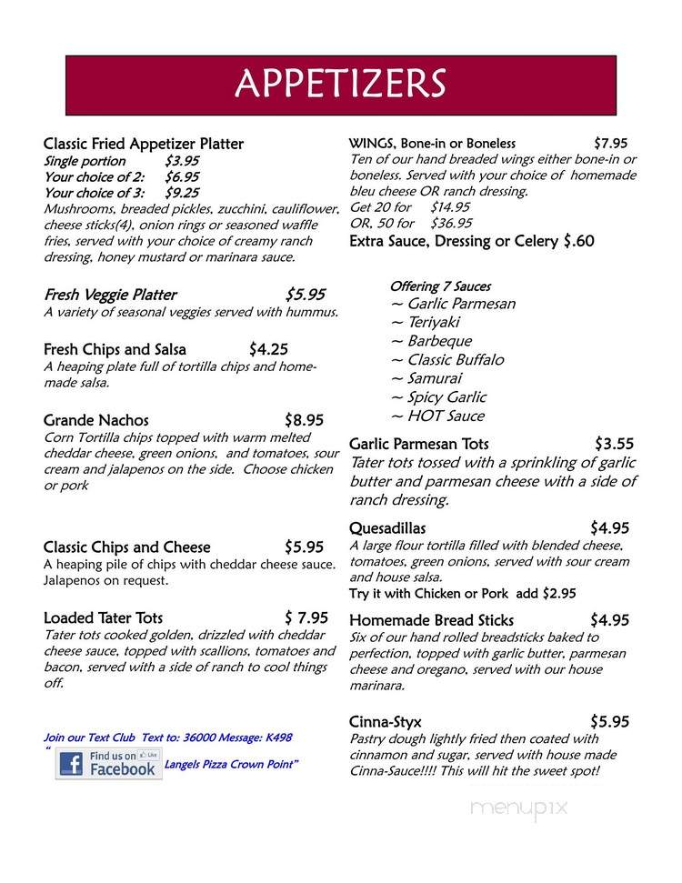 Buddy & PALS Place - Crown Point, IN menu_pic