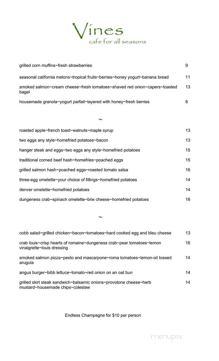 Vines Cafe - Sacramento, CA menu_pic