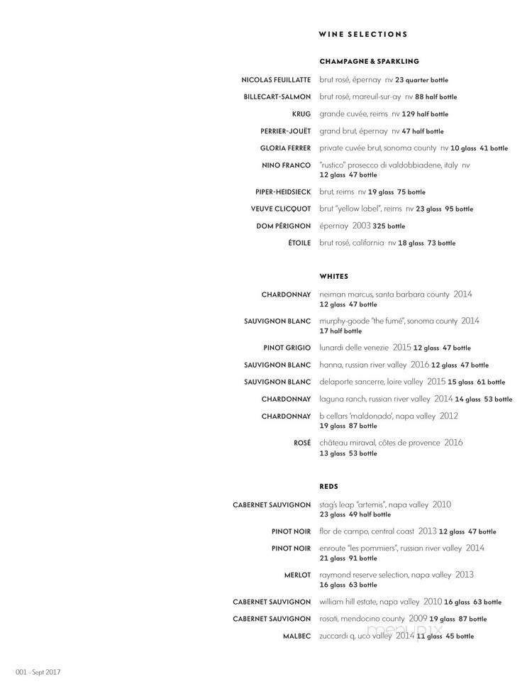 Zodiac - Dallas, TX menu_pic