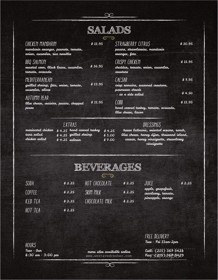 West Ave - Dresher, PA menu_pic