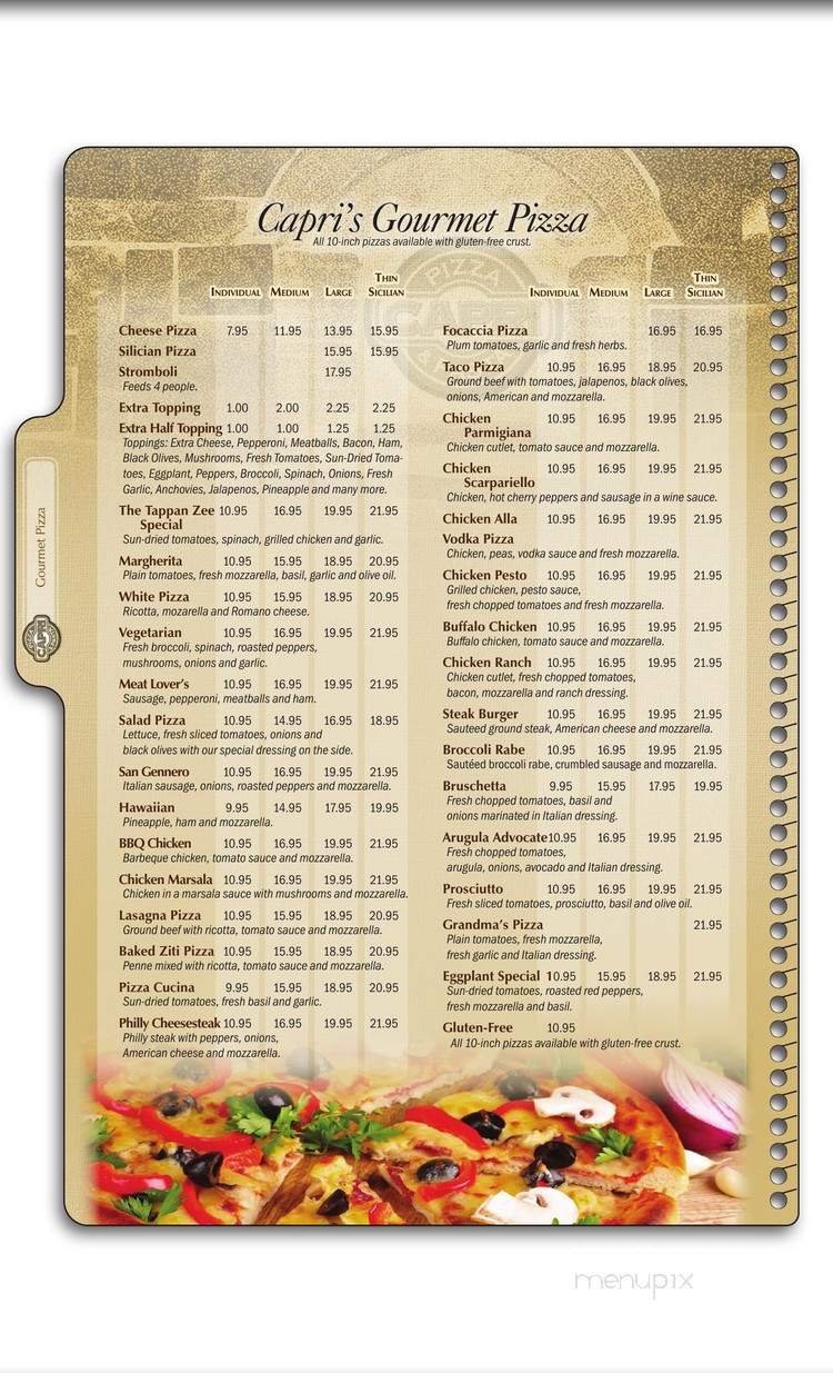 Capri Pizza & Pasta - Ossining, NY menu_pic