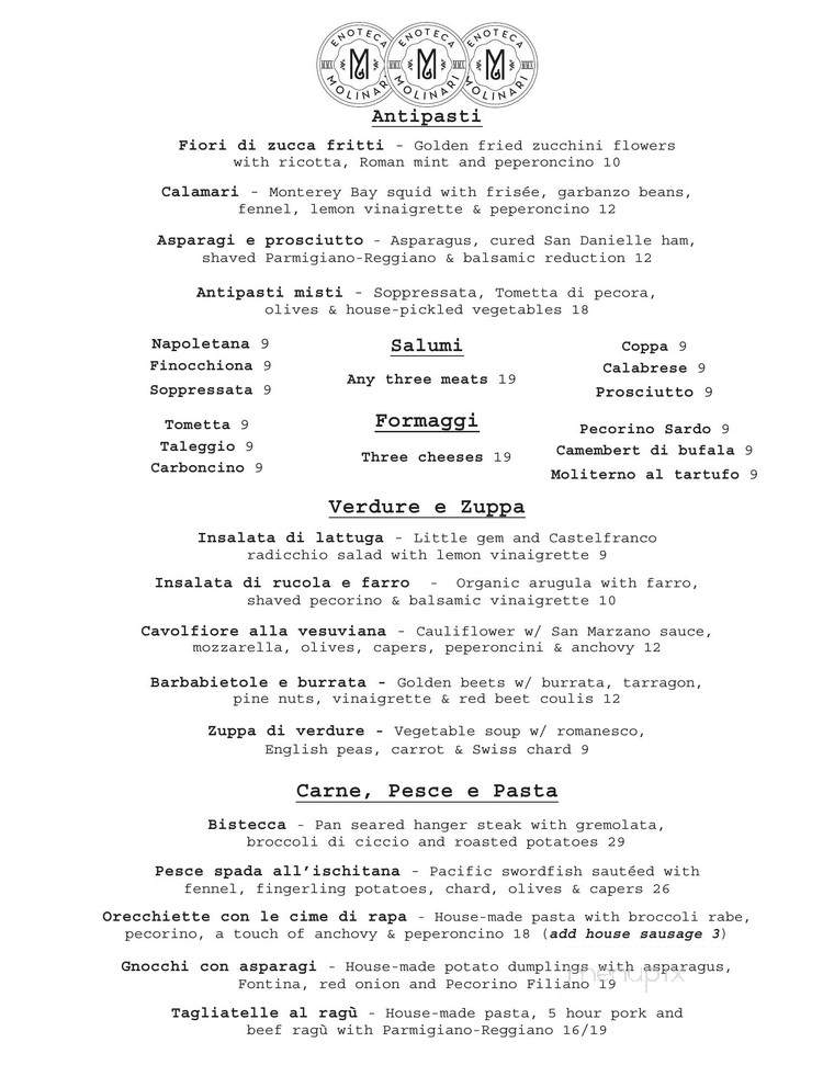 Enoteca Molinari - Oakland, CA menu_pic