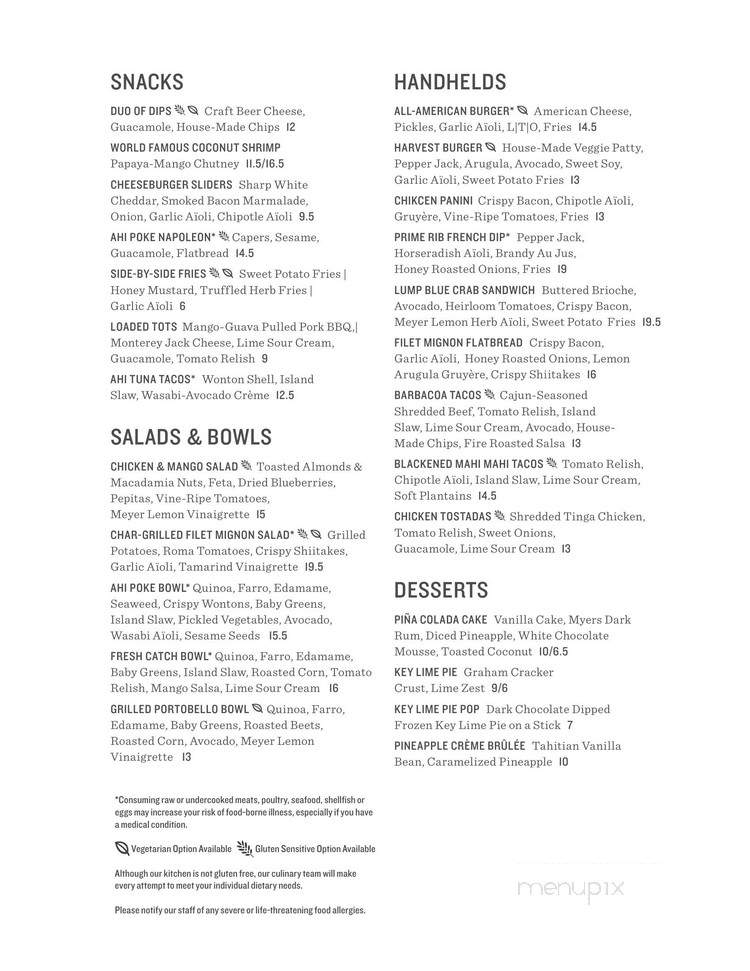 Tommy Bahama Laguna Beach Bar & Grill - Laguna Beach, CA menu_pic