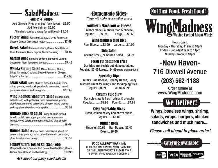 Wing Madness - East Hartford, CT menu_pic